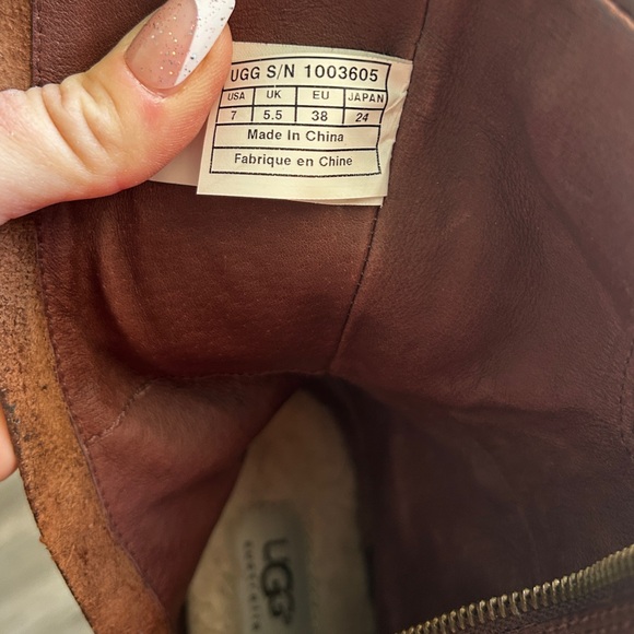 UGG Brown Leather Studded Motorcycle Boots - Picture 9 of 9